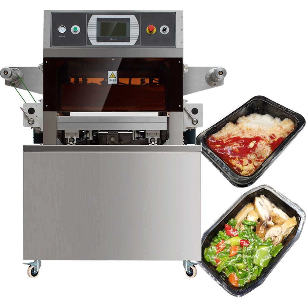 Automatic fish meat vegetable vacuum skin packaging machine