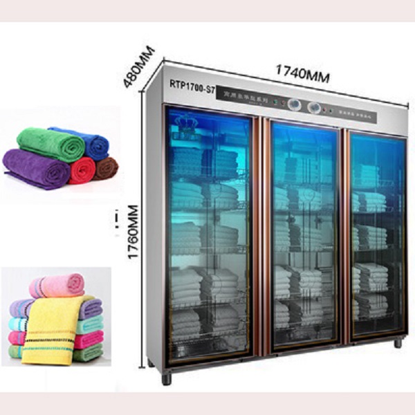 Double Glass Door Stainless Steel Towel Disinfection Cabinet for Hotel Restaurant SPA