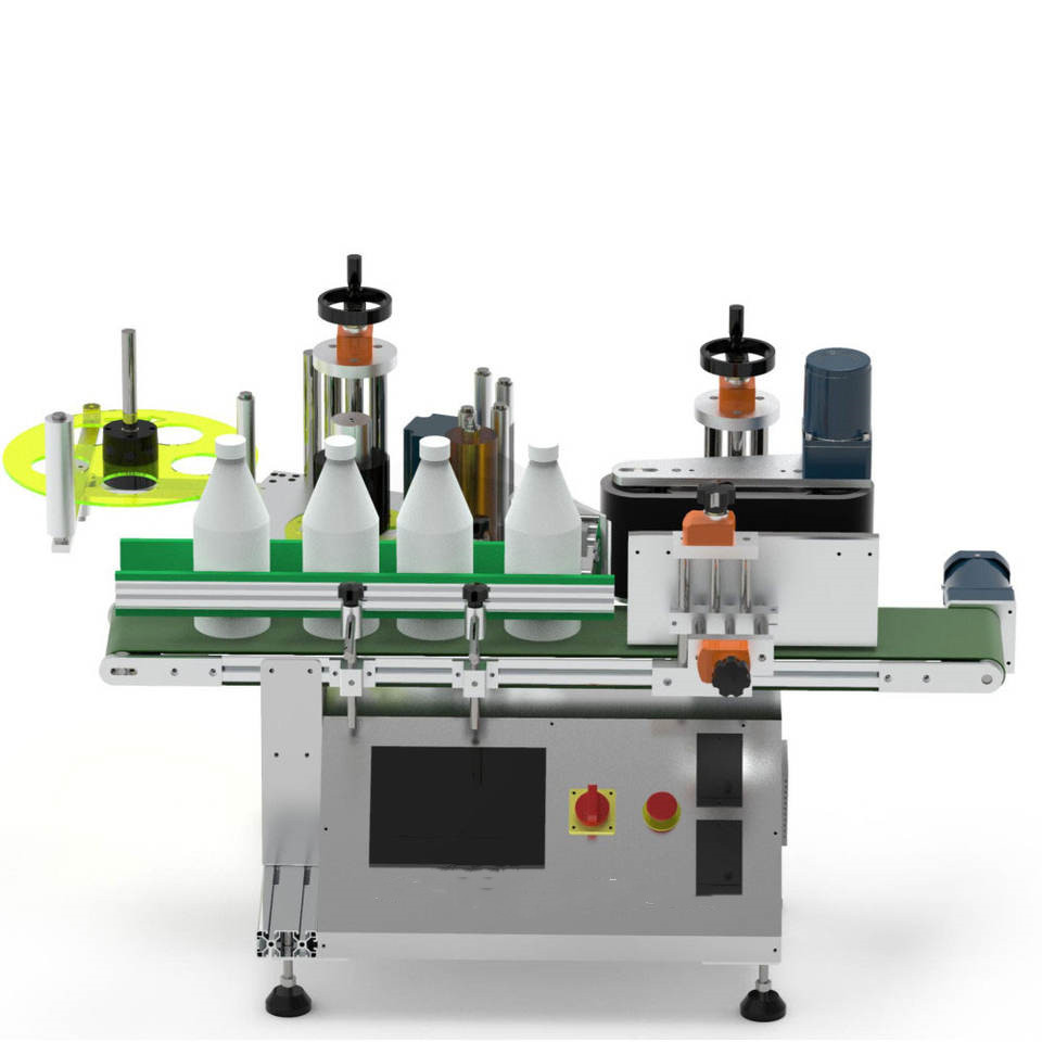 Small tabletop round bottle labelling machine